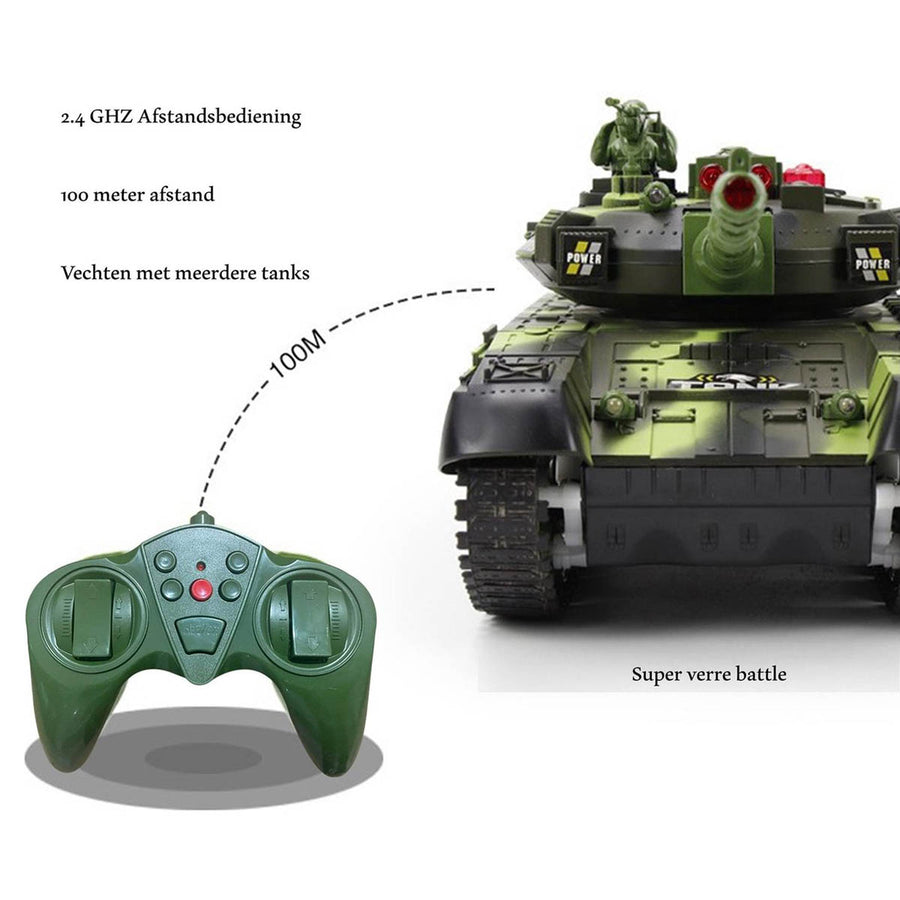 Ariko XXL RC Speelgoed Tank - Groen - Op Afstand bestuurbare Radiografische Tank Met Afstandsbediening - Met Geluid & Licht Effecten - Met Interne Accu - 2.4Gz - Schaal 1:14