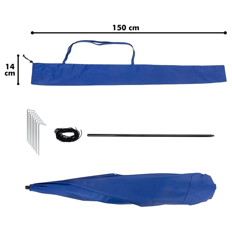 Ariko Parasol Strandtent - Windscherm - Zonnescherm - Strandtent - Parasol schelp - Ø 260cm Blauw met hoes