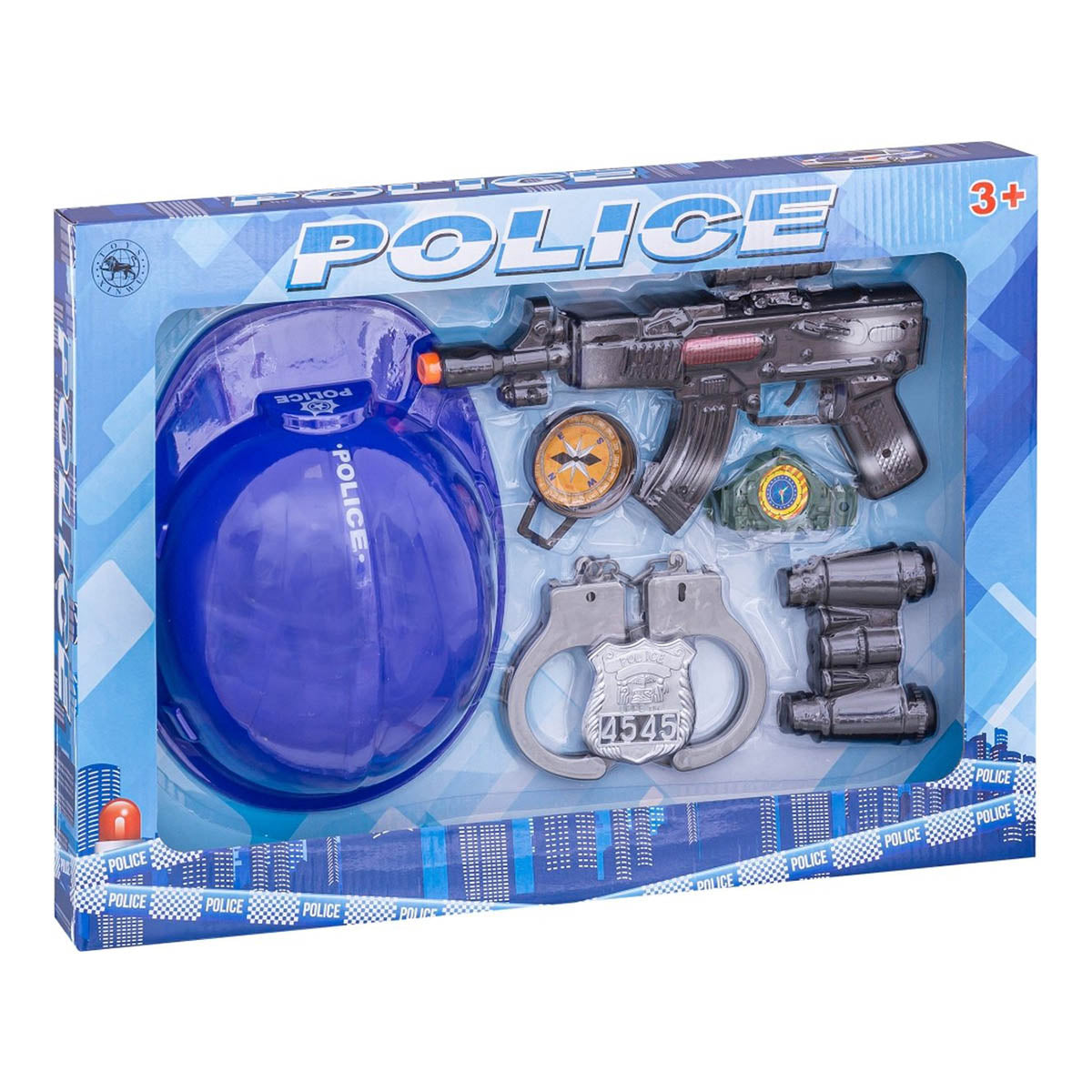 Ariko Luxe Politie speelset | 7-delig | Politiehelm | Handboeien | Politiepenning | Kompass | Speelmitrailleur | Verrekijker