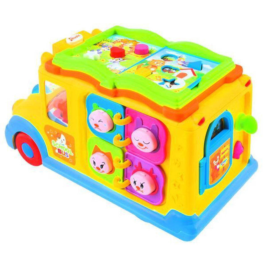 Schoolbus met Boek Speelgoedvoertuig - Geluid Automatisch Rijden - Leerzaam Met licht en Geluid - Ariko