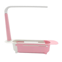 Thumbnail for <tc>Ariko</tc> Sink Organizer - Countertop Sink Tray - Dishcloth Holder - Sponge Storage Rack - Adjustable - Pink/Grey