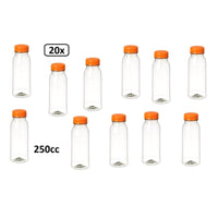 Thumbnail for 20x Flasche PET klar 250cc mit orangefarbenem Verschluss - Trinkflasche Fruchtsaft Limonade Getränk