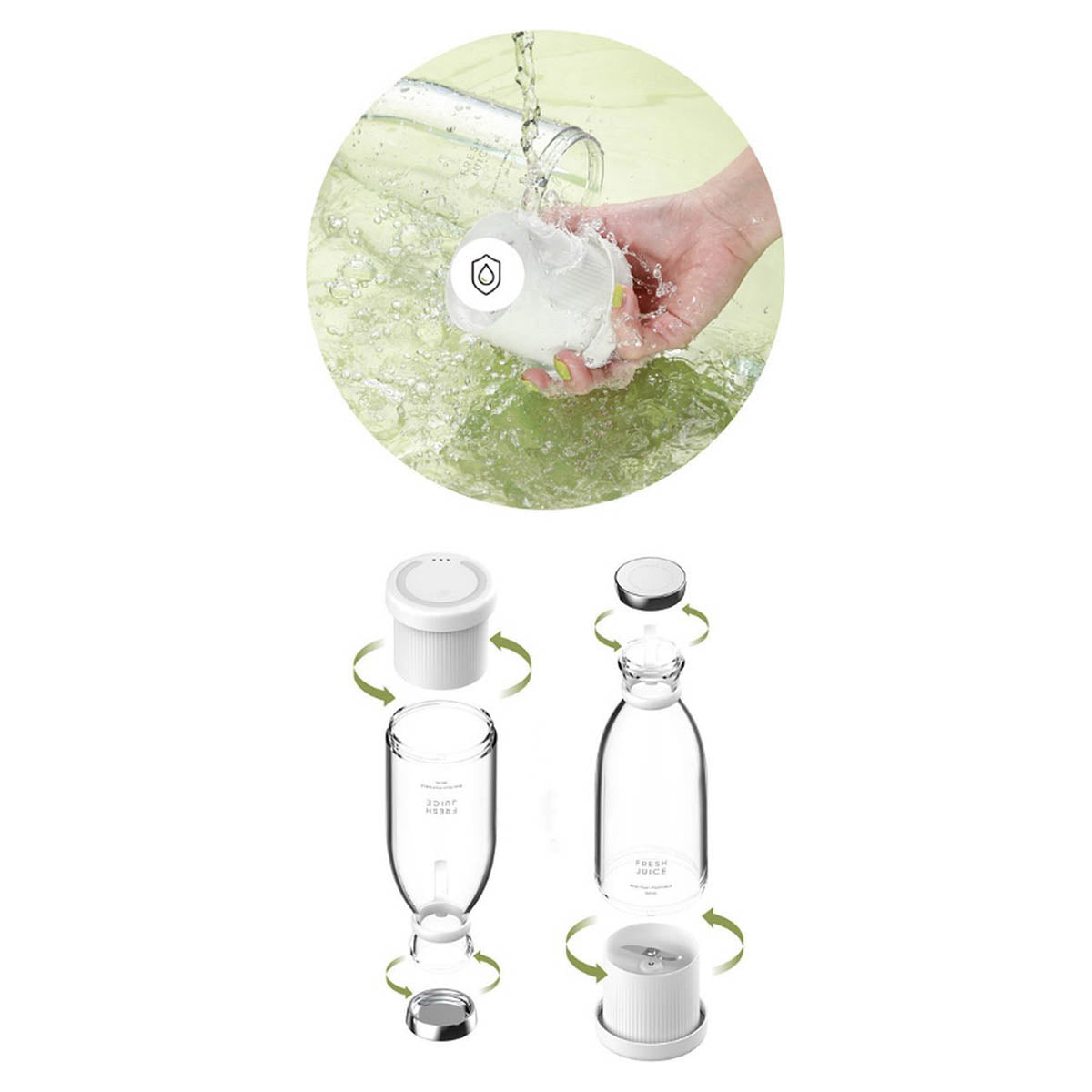 Ariko Blender portable - Mini blender pour les déplacements - mélangeur de smoothie - Aliments pour bébés - Jus de fruits frais - 350 ml - Chargeur USB magnétique - Blanc