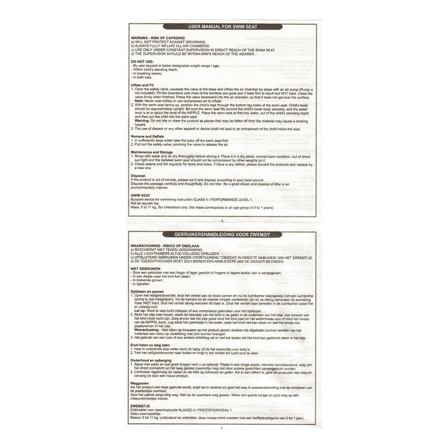 Ariko Baby Zwemring - Babyzwemband met zitje - Babyfloat - Babyzwemring - 69cm