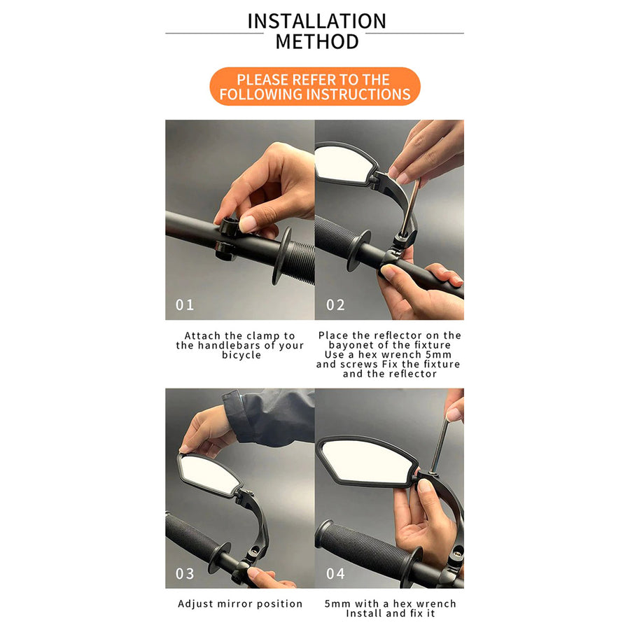 2 stuks - Fietsspiegel - E-bike - Verstelbaar Links en Recht - Ebike - Set van 2 - Zwart