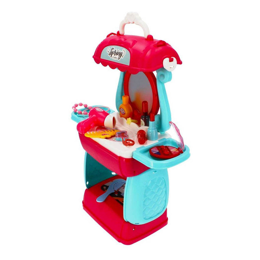 Ariko Speelgoed Koffer Schoonheid salon 31 delig - Fohn, spiegel, make-up, parfum en nog veel meer - handige meeneem koffer