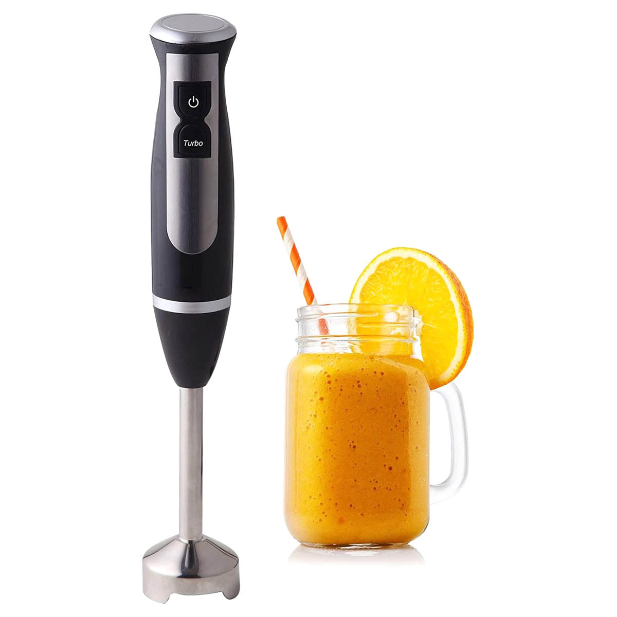 <tc>Ariko</tc> Turbo Hand Blender 600W - Black - including mixing and measuring reservoir - stainless steel blade - 2 speeds - easy to clean