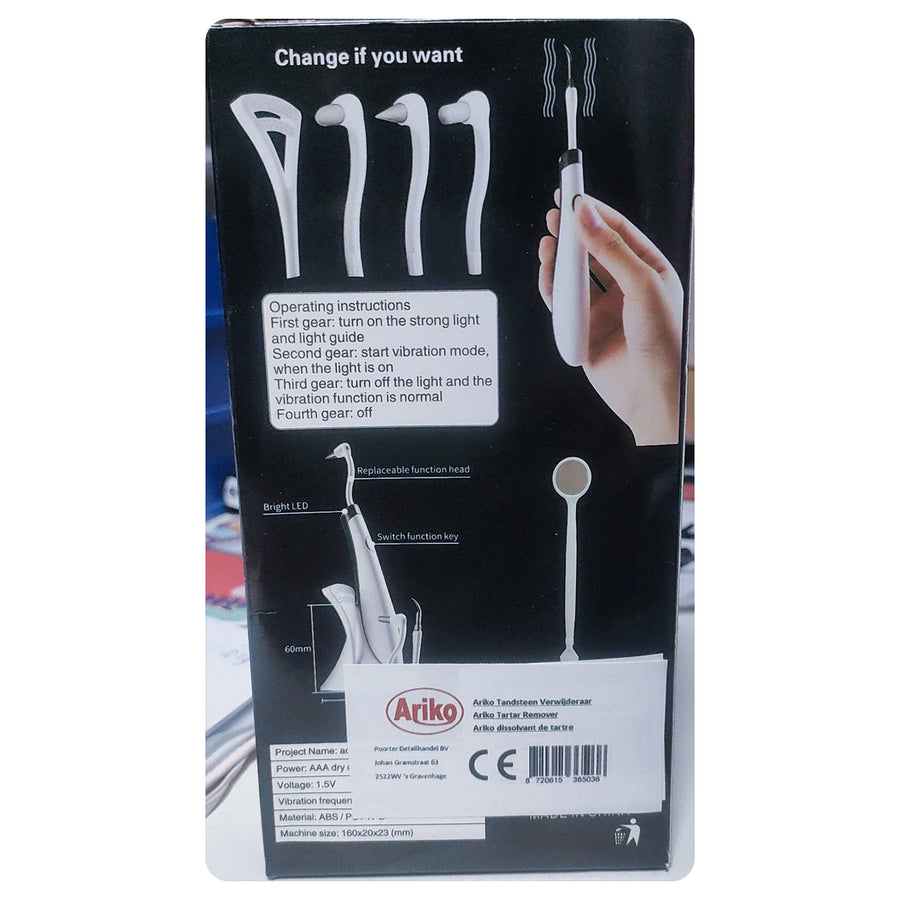 <tc>Ariko</tc> Ultrasonic tartar remover - extra attachments - 15,000 revolutions per minute - Including batteries