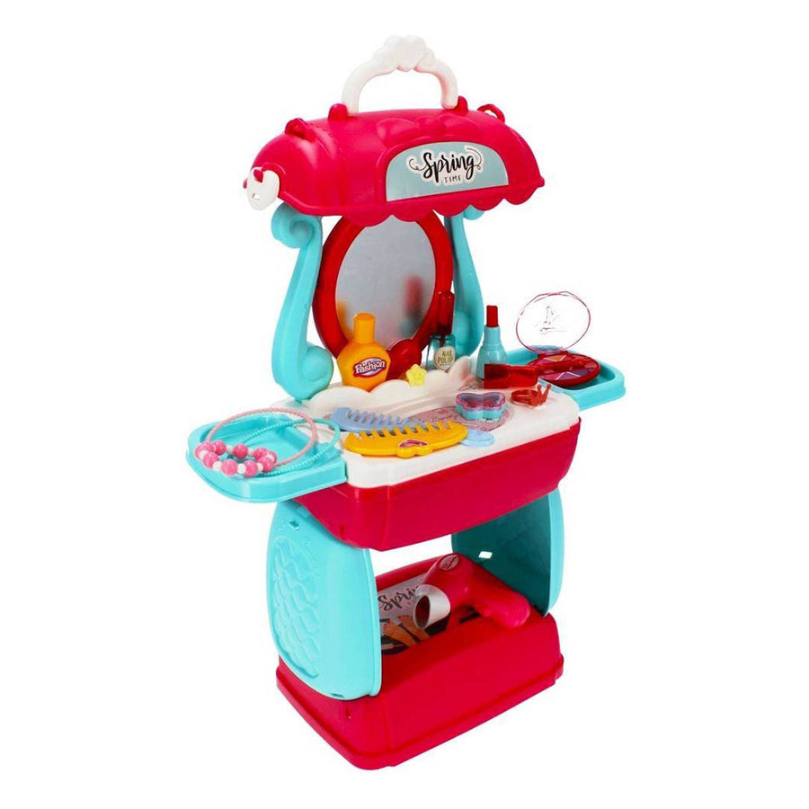 Ariko Speelgoed Koffer Schoonheid salon 31 delig - Fohn, spiegel, make-up, parfum en nog veel meer - handige meeneem koffer