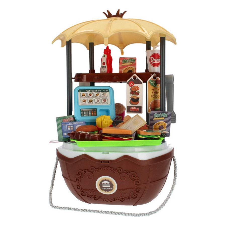 Ariko Speelgoed Koffer Fast-food winkel 58 delig - hamburgers, popcorn, sauzen, tang en nog veel meer - handige meeneem koffer