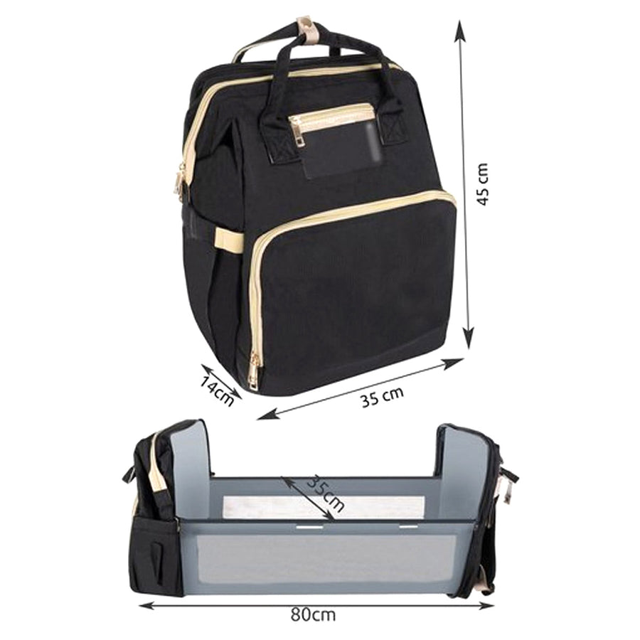 Luiertas Set - Verschoonkussen - Verzorgingstas - Verschoningsmatje - Rugzak - Zwart - (E6612 TN) - Ariko