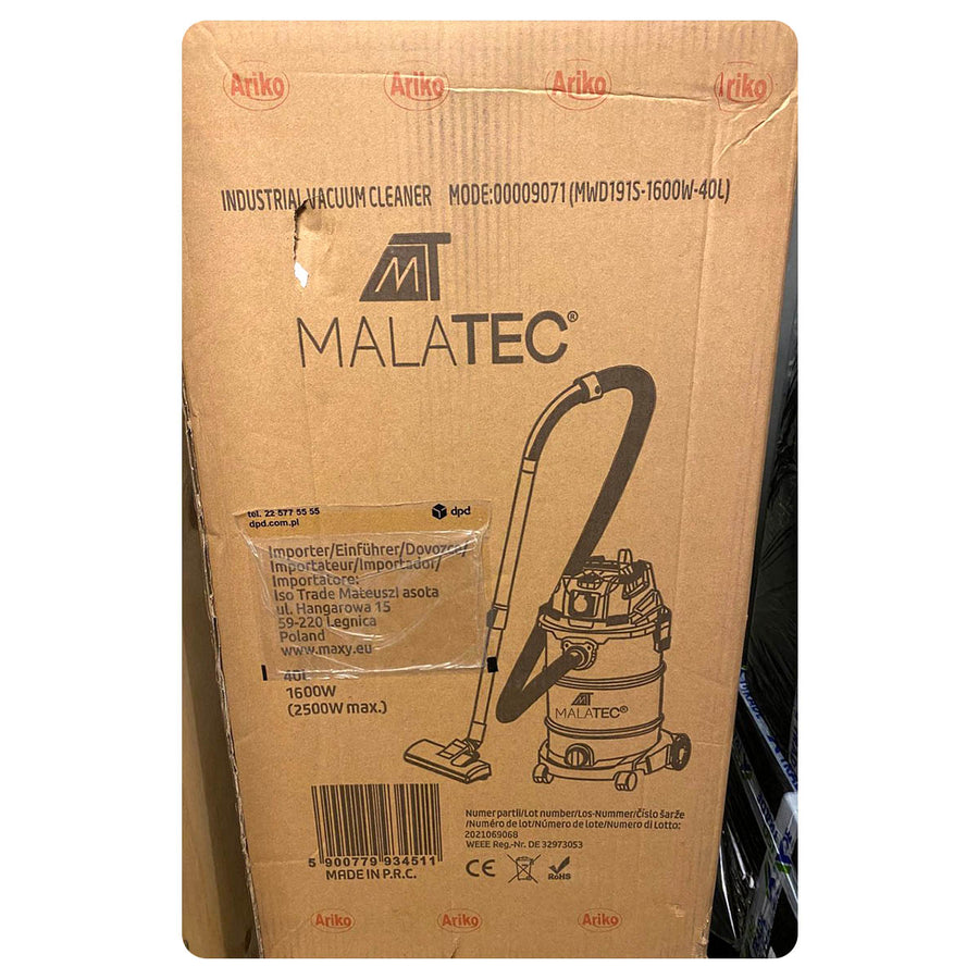 Ariko Professionele Industriële Nat en Droog Stofzuiger - Droogzuiger - Alleszuiger - Bouwstofzuiger - Werkplaatstofzuiger - Industriële stofzuiger - RVS - 1800 tot 2500 Watt - 40 Liter - Inclusief stopcontact met aan/uit functie - Blaasfunctie