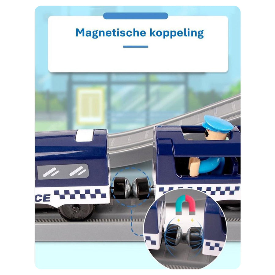 Ariko XXL Elektrische Politie Treinbaan | Racebaan | 92 delig | Politie Stad | 350CM Treinbaan | Met auto's en helikopter | Inclusief 2 x Philips AAA batterijen