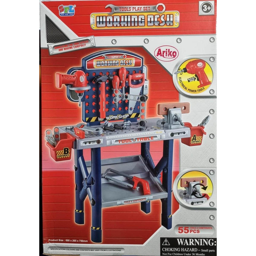 Ariko SFL XXL Werkbank met gereedschap | 55 delig | Speelgoed gereedschap | Gereedschapset | Elektrische boormachine | Inclusief Philips batterijen