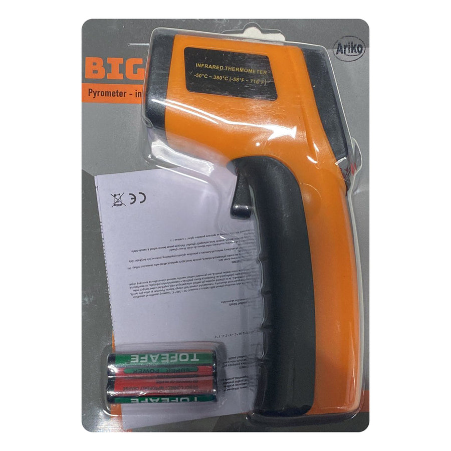 Ariko Infrarood Laser Thermometer - Oppervlakte thermometer - Contactloos - Laser pointer - Blacklight LCD Scherm - Incl Batterijen - Oranje - tot 380º