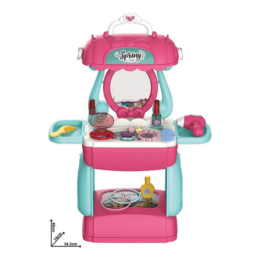 Ariko Speelgoed Koffer Schoonheid salon 31 delig - Fohn, spiegel, make-up, parfum en nog veel meer - handige meeneem koffer