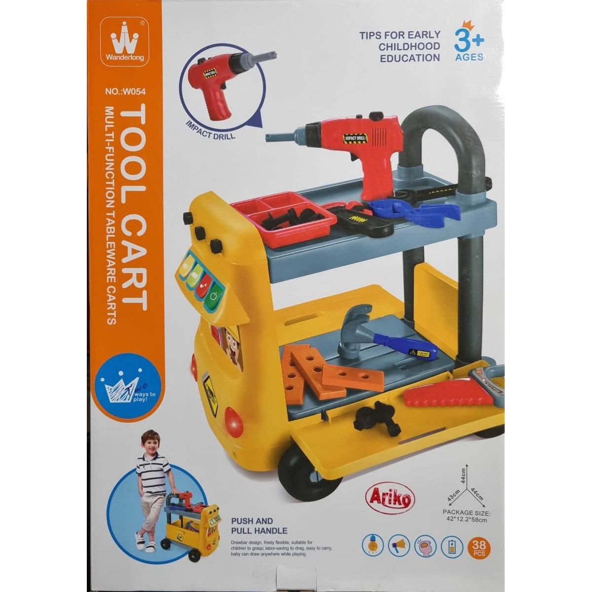 Ariko Wanderlong XXL Tool Cart werkbank trolley met gereedschap | 38 onderdelen | met muziek en geluid | Gereedschapset | Gereedschap | Gereedschap speelgoed | inclusief Philips batterijen