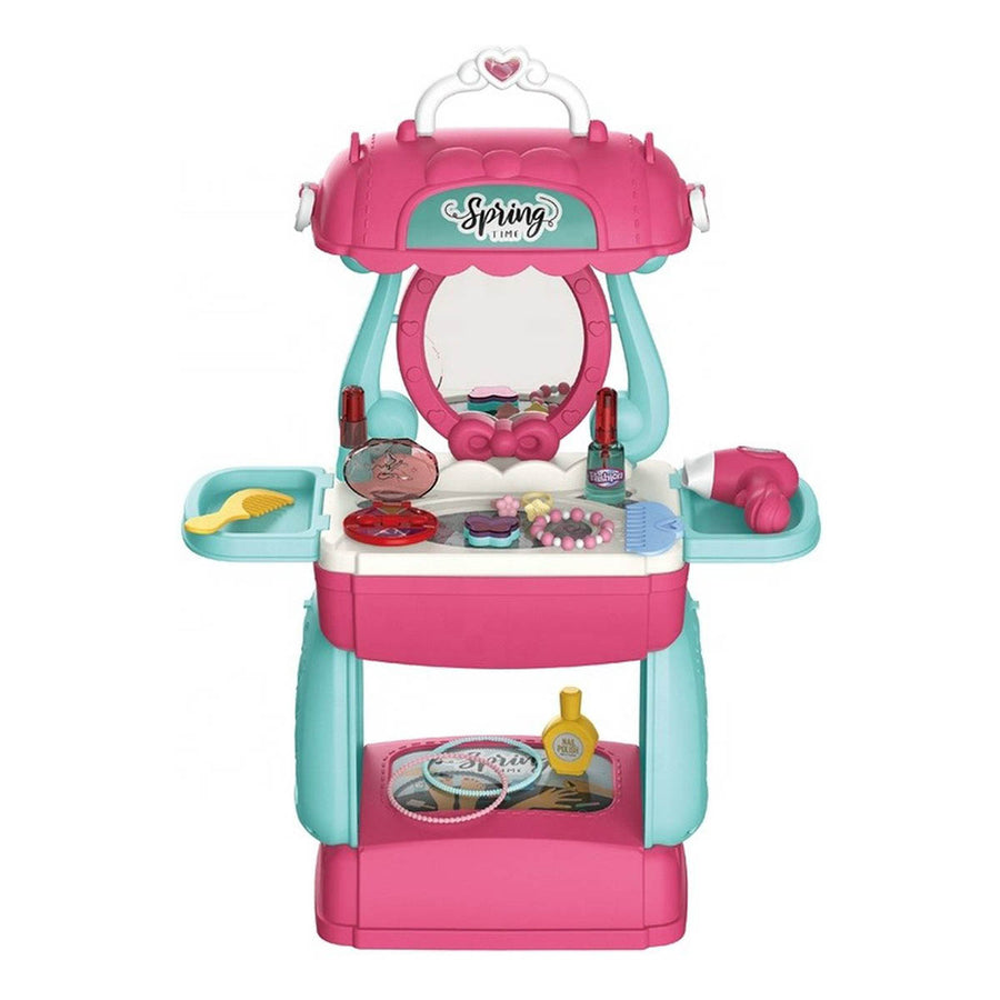 Ariko Speelgoed Koffer Schoonheid salon 31 delig - Fohn, spiegel, make-up, parfum en nog veel meer - handige meeneem koffer