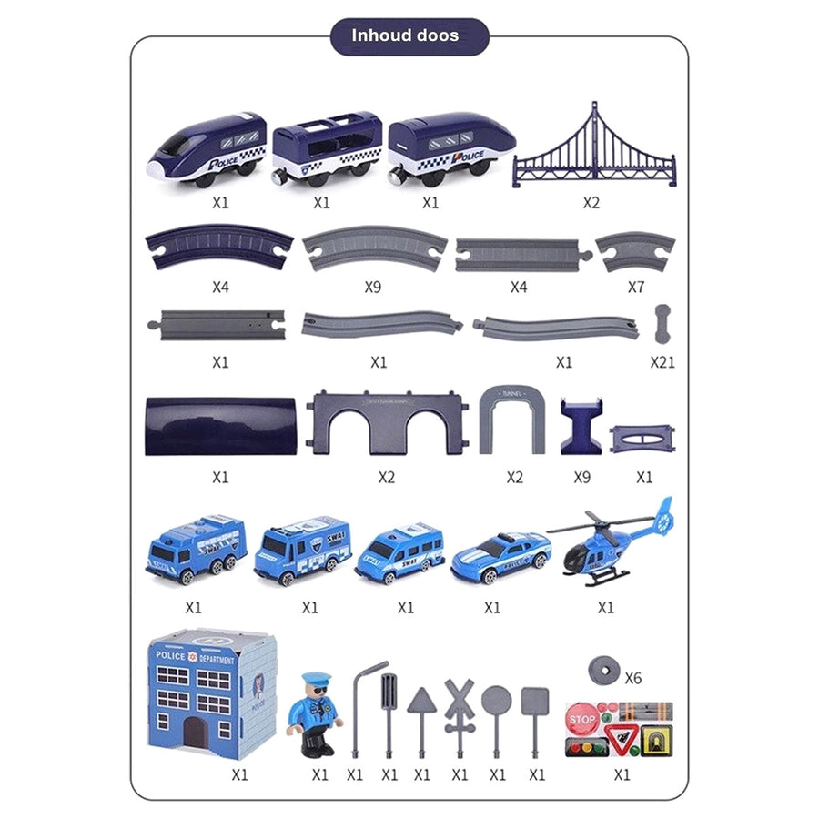 Ariko XXL Elektrische Politie Treinbaan | Racebaan | 92 delig | Politie Stad | 350CM Treinbaan | Met auto's en helikopter | Inclusief 2 x Philips AAA batterijen