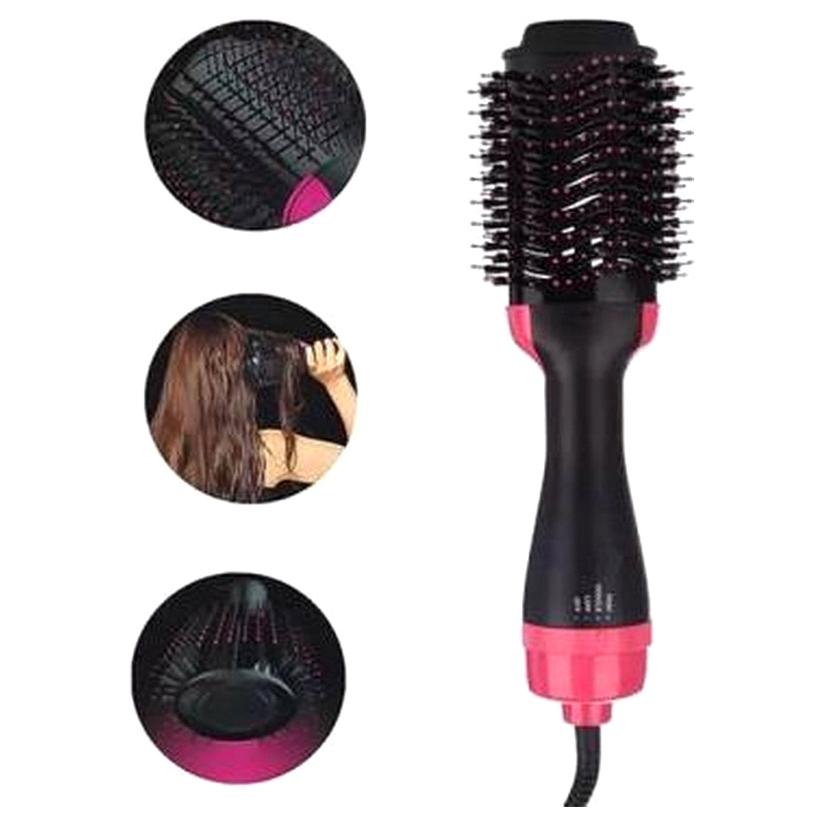 Borstel - Föhn - Föhnborstel - Krulborstel - Haarborstel - Haardroger - Stijlborstel - Magic Brush - Hetelucht Borstel - Haar Styling - Zwart/Roze - Ariko