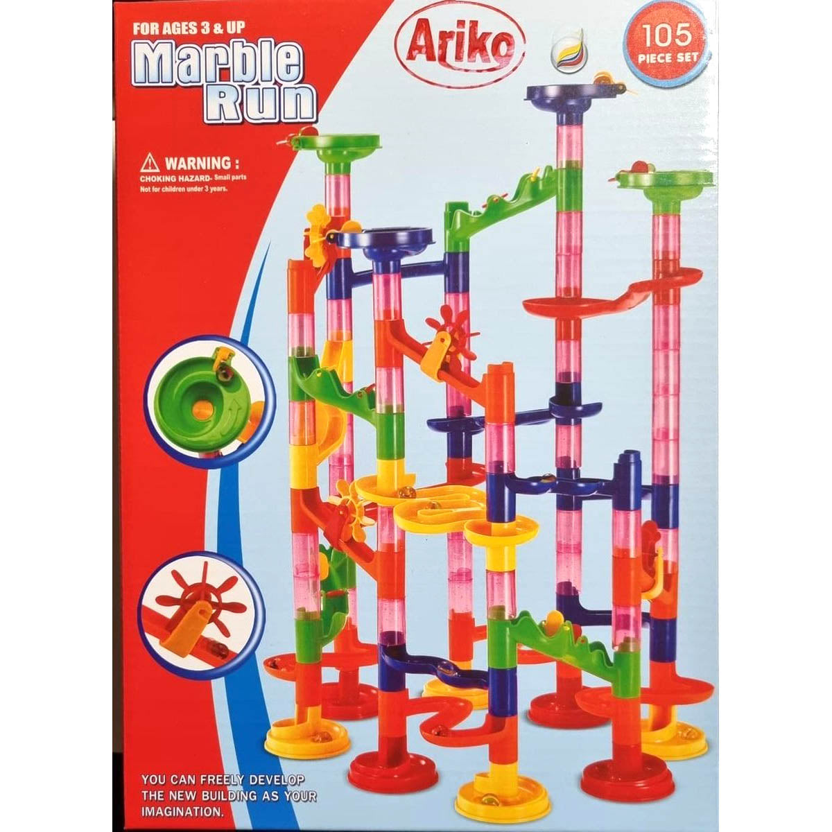 Ariko XXL Knikkerbaan | 105 delig | incl 30 Knikkers | 12 Verschillende elementen | Puzzel | Achtbaan | Marble Racebaan | Spiraal