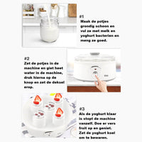 Thumbnail for Ariko Yaourtière Elta - comprenant 7 tasses en verre (180 ml) avec couvercles - Température 42-50 degrés - Facile à nettoyer