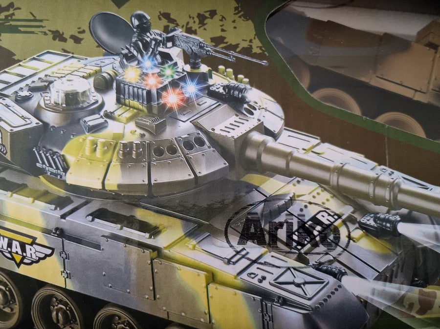 Ariko XXL RC Speelgoed Tank - Beige - Op Afstand bestuurbare Radiografische Tank Met Afstandsbediening - Met Geluid & Licht Effecten - Met Interne Accu - 2.4Gz - Schaal 1:14