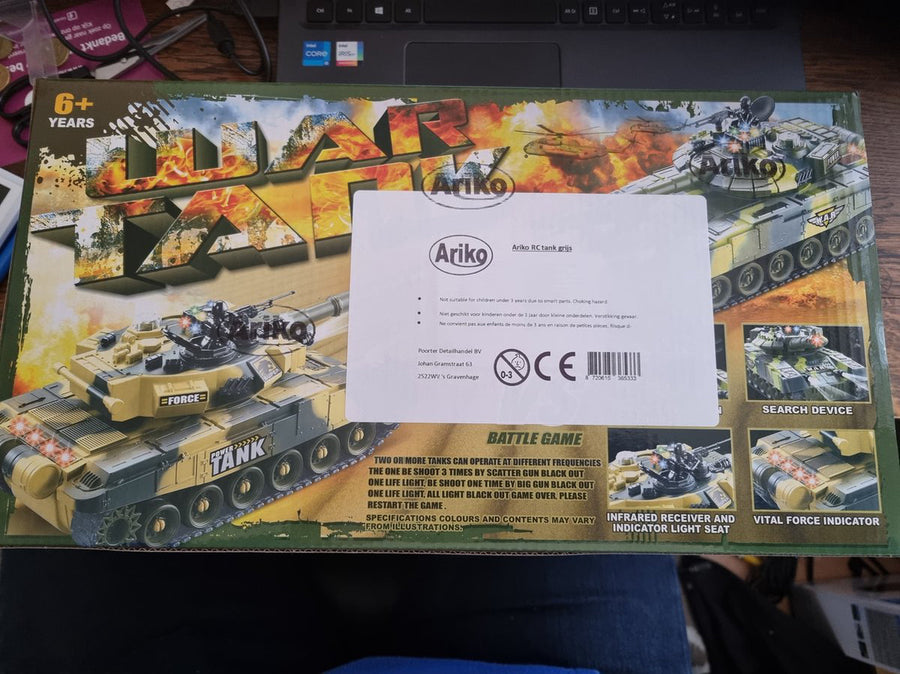 Ariko XXL RC Speelgoed Tank - Beige - Op Afstand bestuurbare Radiografische Tank Met Afstandsbediening - Met Geluid & Licht Effecten - Met Interne Accu - 2.4Gz - Schaal 1:14