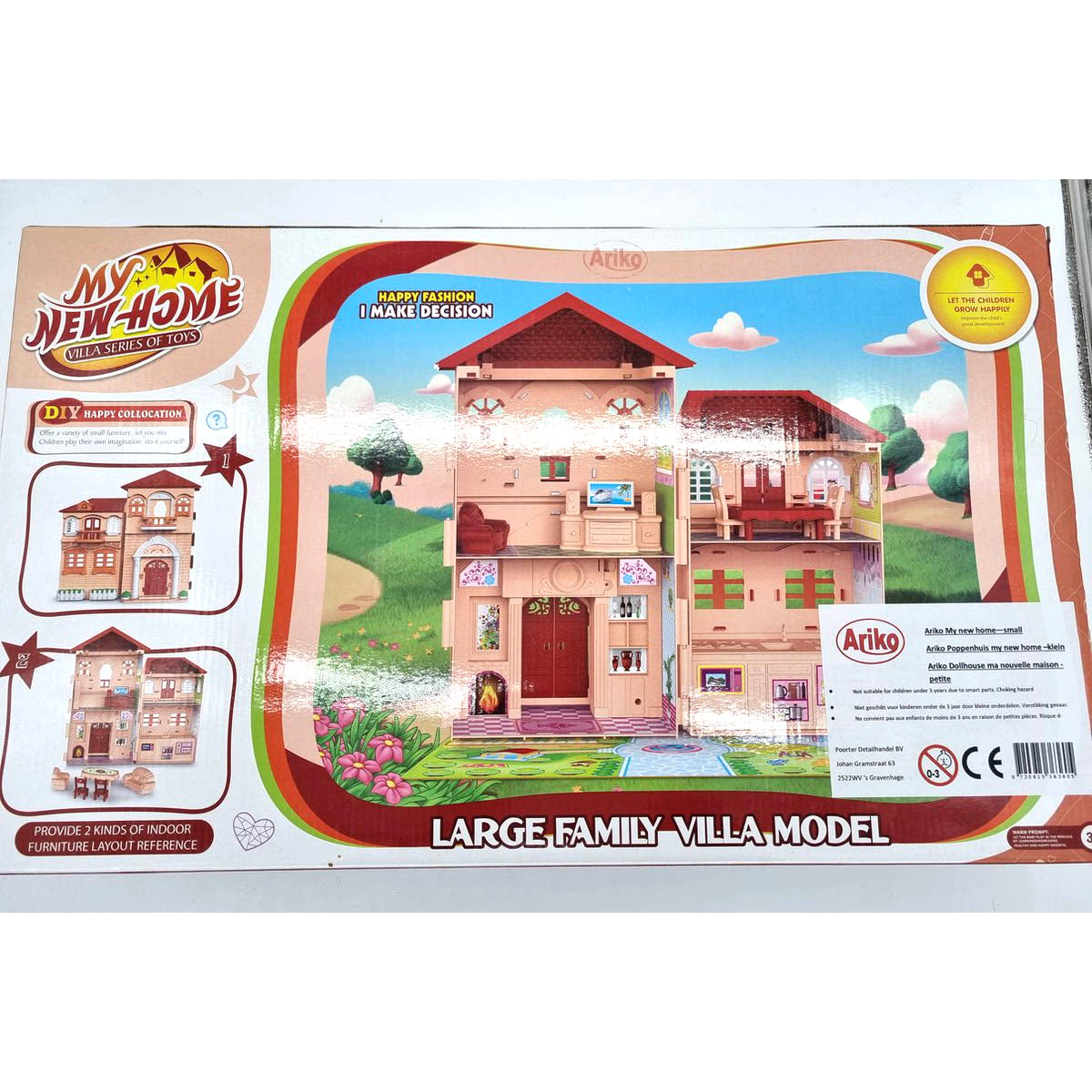 <tc>Ariko</tc> Poppenhuis My New Home Villa Series - Music and Light show - including garden folder and kitchen and bedroom furniture - including 2 x AA batteries from Philips