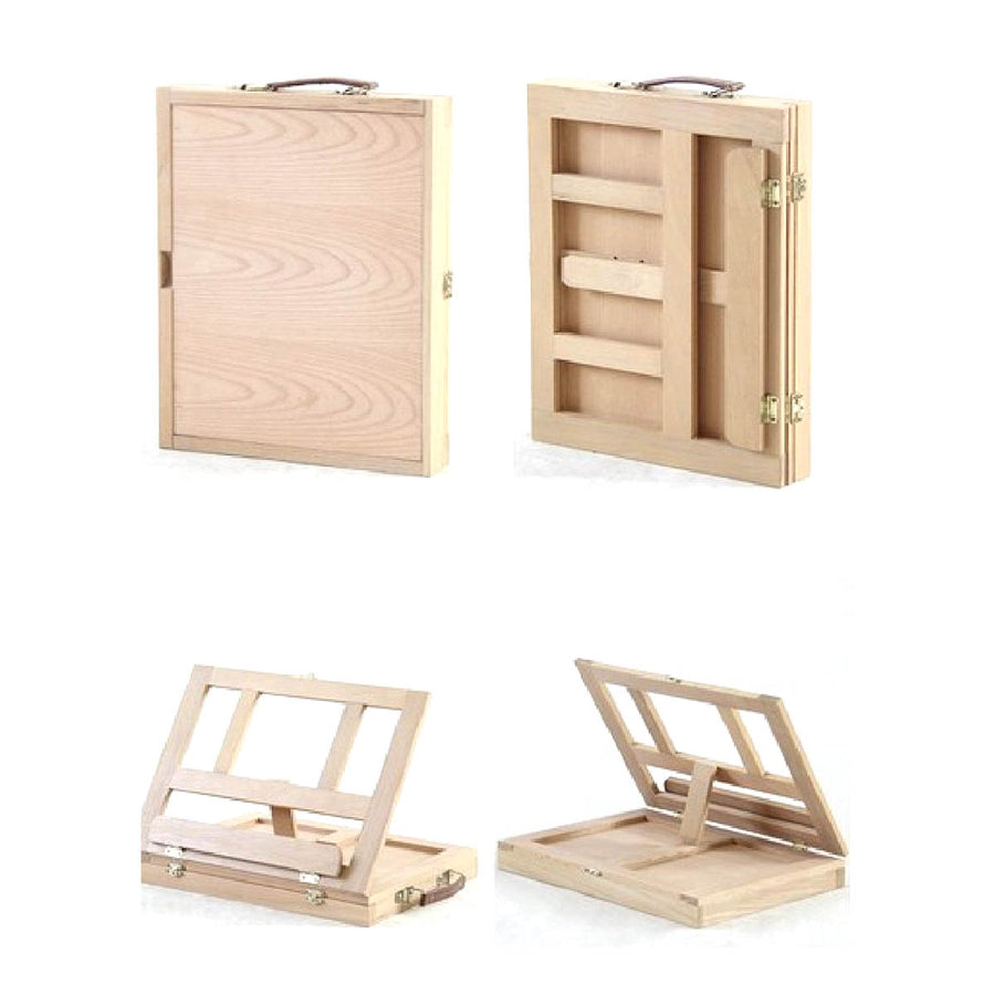 Ariko Portable Houten Schildersezel - Tekenkoffer - Tafelezel - Tekenset - Draagbare Ezel - 46 Delig