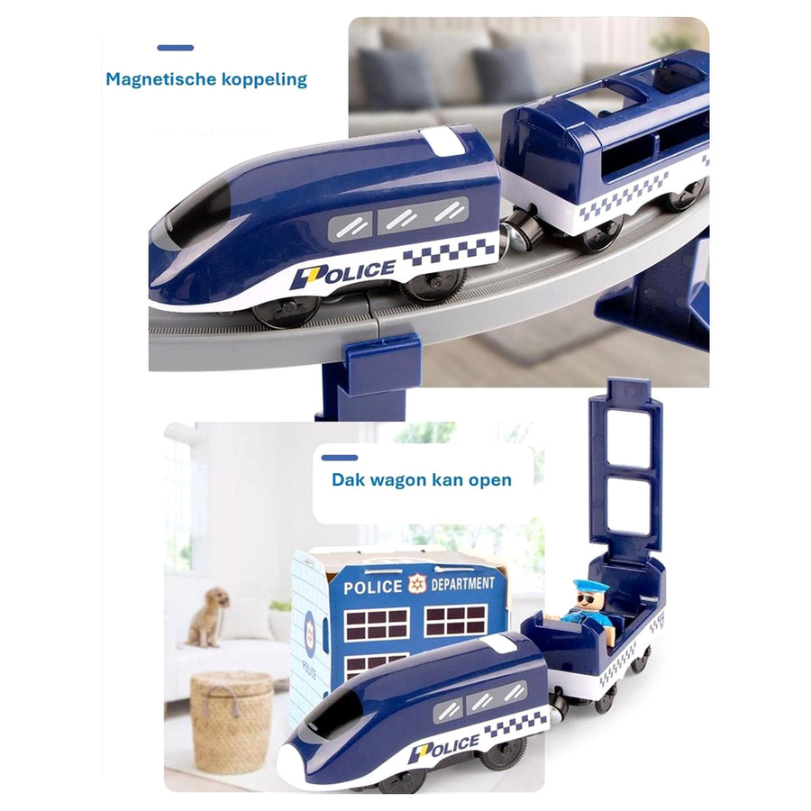 Ariko XXL Elektrische Politie Treinbaan | Racebaan | 92 delig | Politie Stad | 350CM Treinbaan | Met auto's en helikopter | Inclusief 2 x Philips AAA batterijen