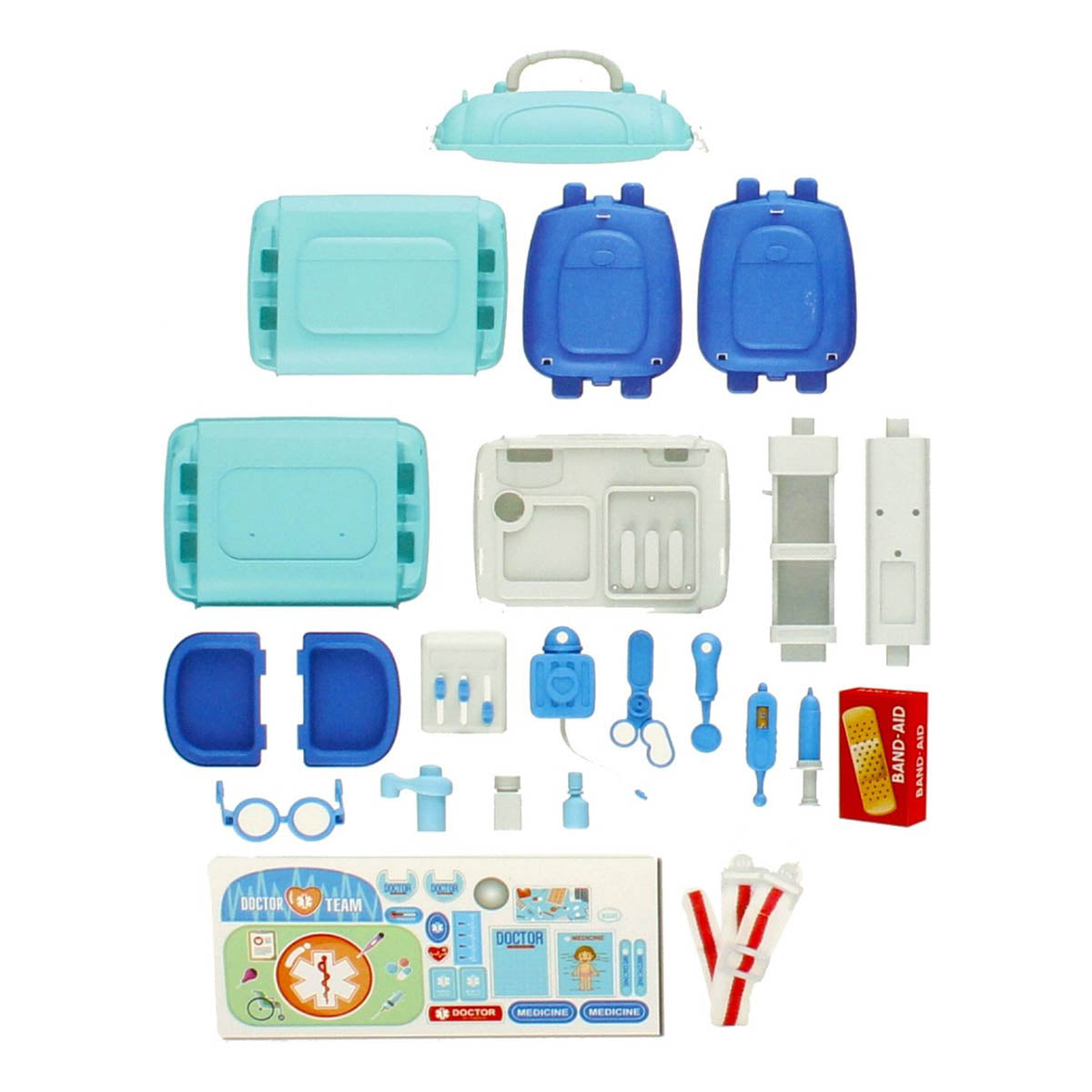 Ariko Spielzeugkoffer Doctor 23 Teile - Blutdruckmessgerät, Schere, Medikamente, Untersuchungsutensilien und vieles mehr - praktischer Tragekoffer