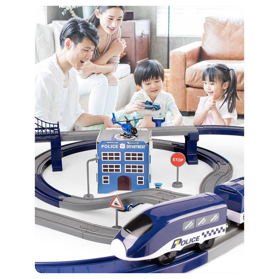 Ariko XXL Elektrische Politie Treinbaan | Racebaan | 92 delig | Politie Stad | 350CM Treinbaan | Met auto's en helikopter | Inclusief 2 x Philips AAA batterijen