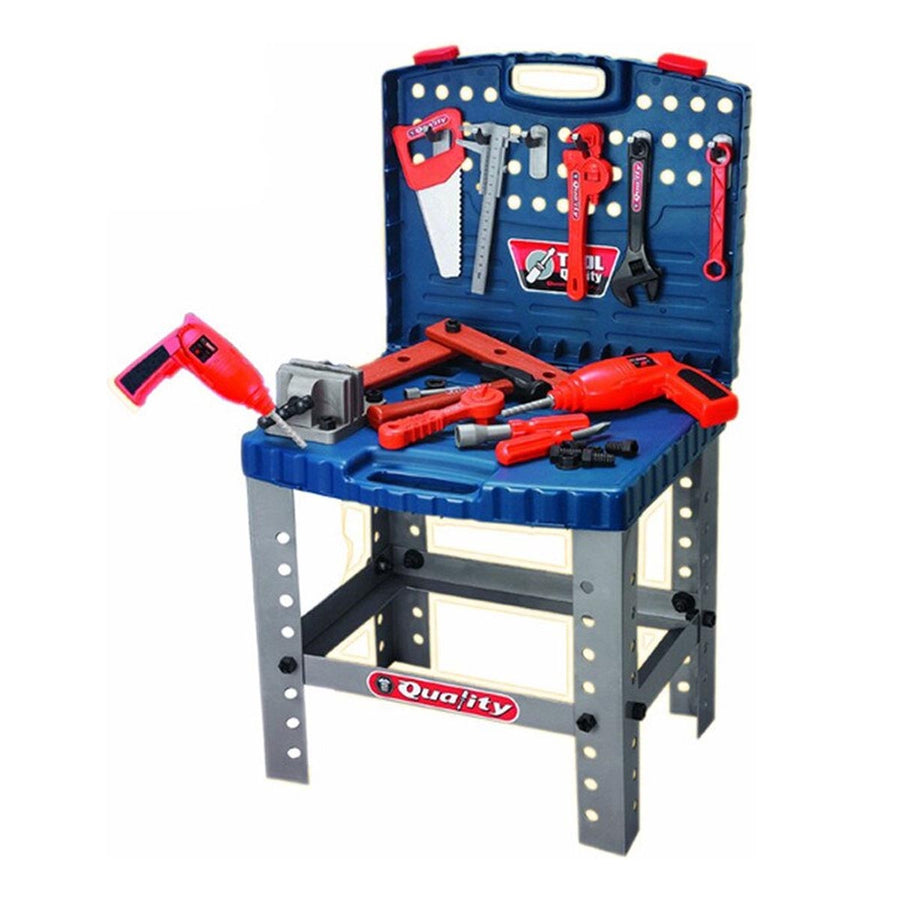 Ariko XL Werkbank voor kinderen – speelgoed – met werkende boormachine - in handige meeneem koffer - met accessoires - 67 delig - 70cm hoog - Inclusief 2 x Philips AA batterijen