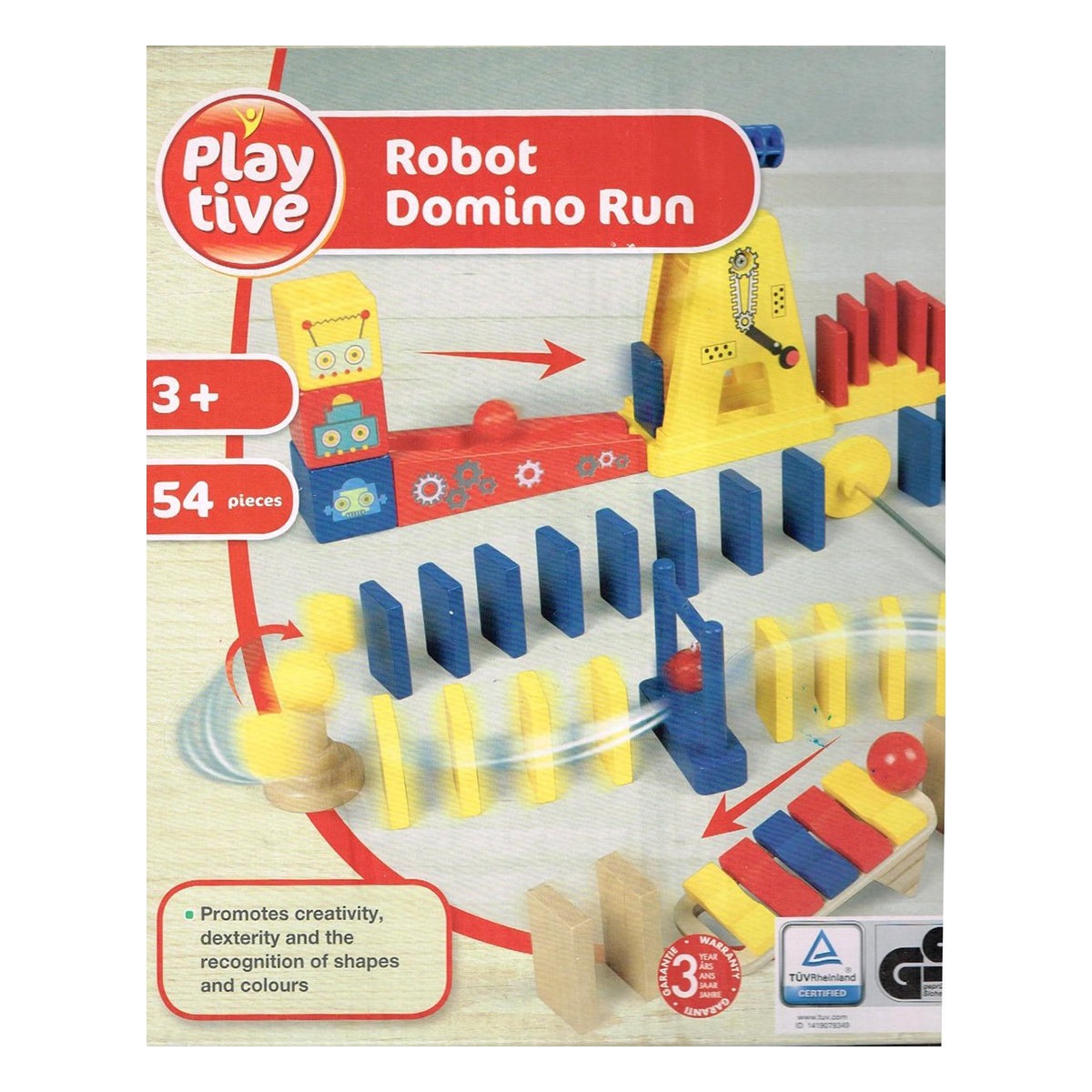 Domino Laufroboter - Domino Roboter Holz - FSC - ab 3 Jahren - 54 Teile - Kinderfreundlich