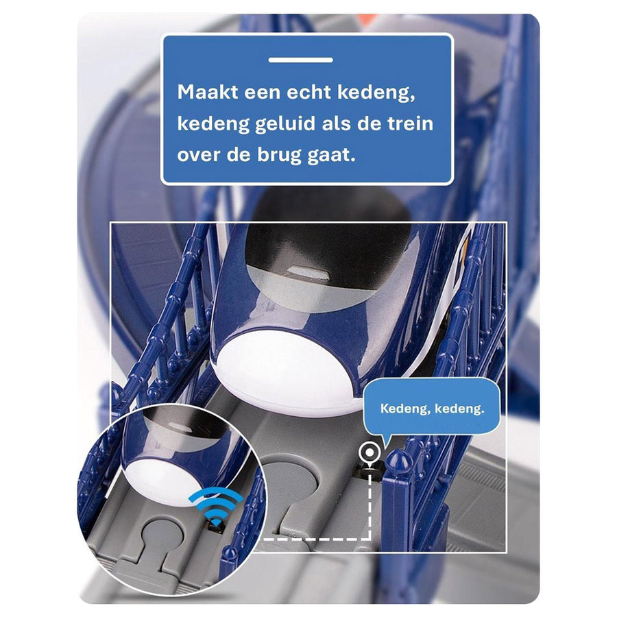 Ariko XXL Elektrische Politie Treinbaan | Racebaan | 92 delig | Politie Stad | 350CM Treinbaan | Met auto's en helikopter | Inclusief 2 x Philips AAA batterijen