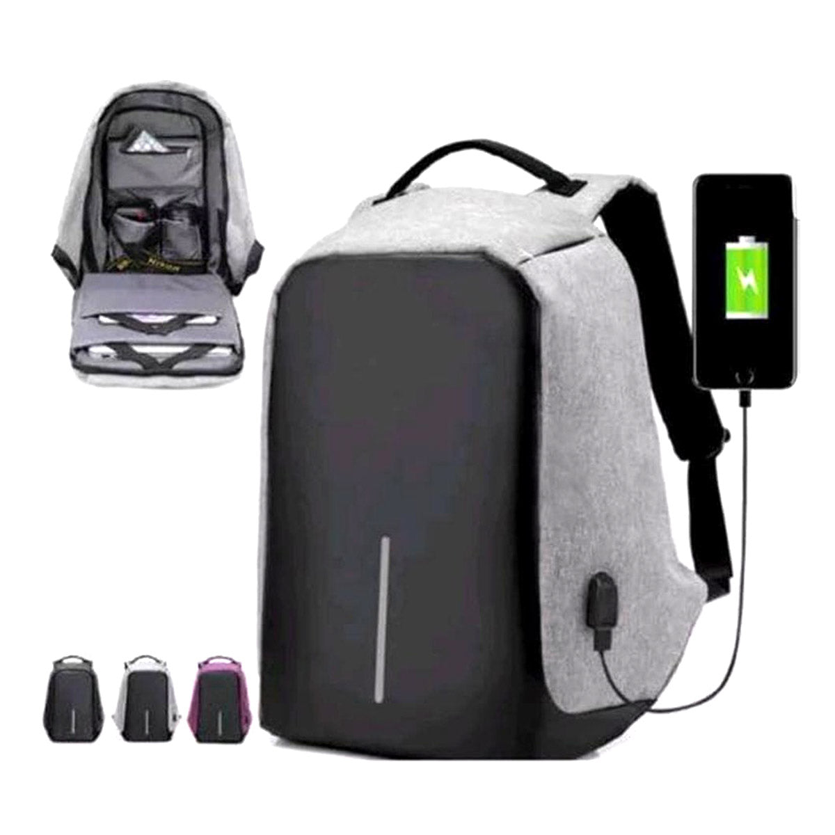 <tc>Ariko</tc> Anti Theft Backpack - Travel backpack - Black - Laptop bag - School bag - Incl USB cable