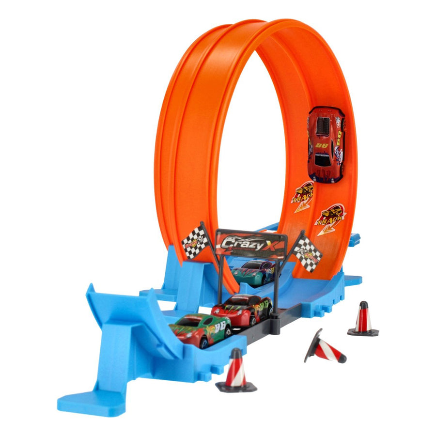 Ariko Dubbele Track Racebaan - 40 delig - Twee louping - Twee lounchers in 4 versnellingen - 3 in 1 - 4 auto's - met puntensysteem